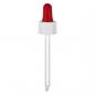 Preview: Tropfflasche 30 ml 18mm Braunglas Apothekerglas mit Glas-Tropfpipette weiss/rot